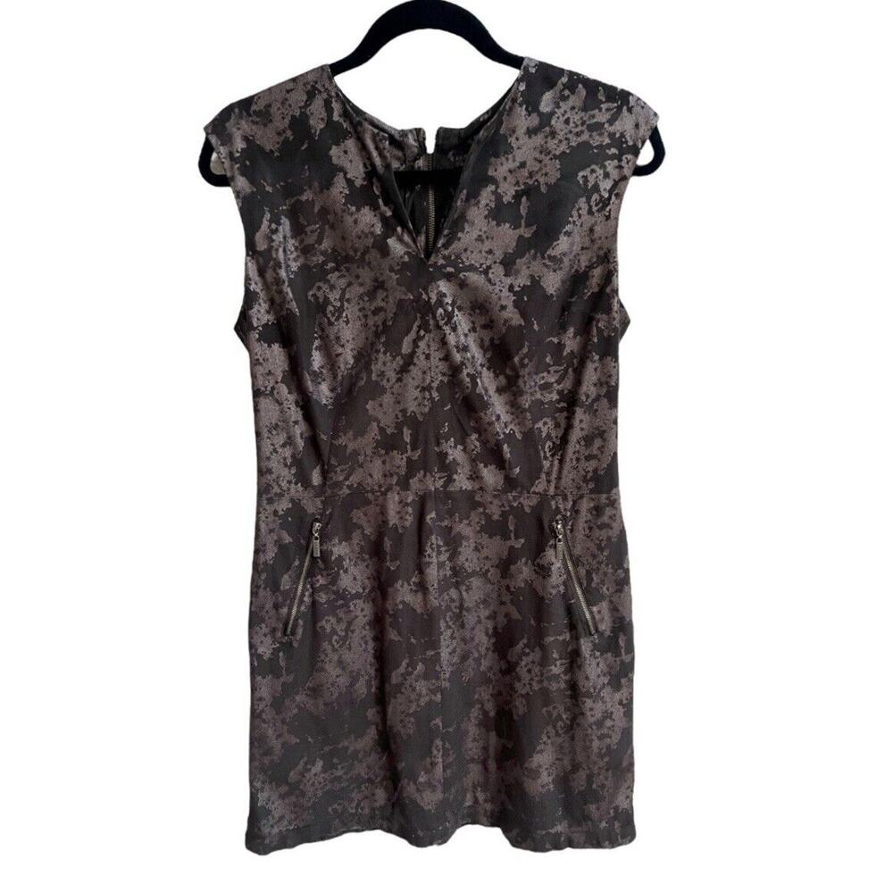 Vivienne Tam Urban Jungle Faux Suede Sheath Dress Sz 4 Brown